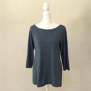 LOFT Steel Blue Classic 3/4 Sleeve Everyday Tee Size Medium